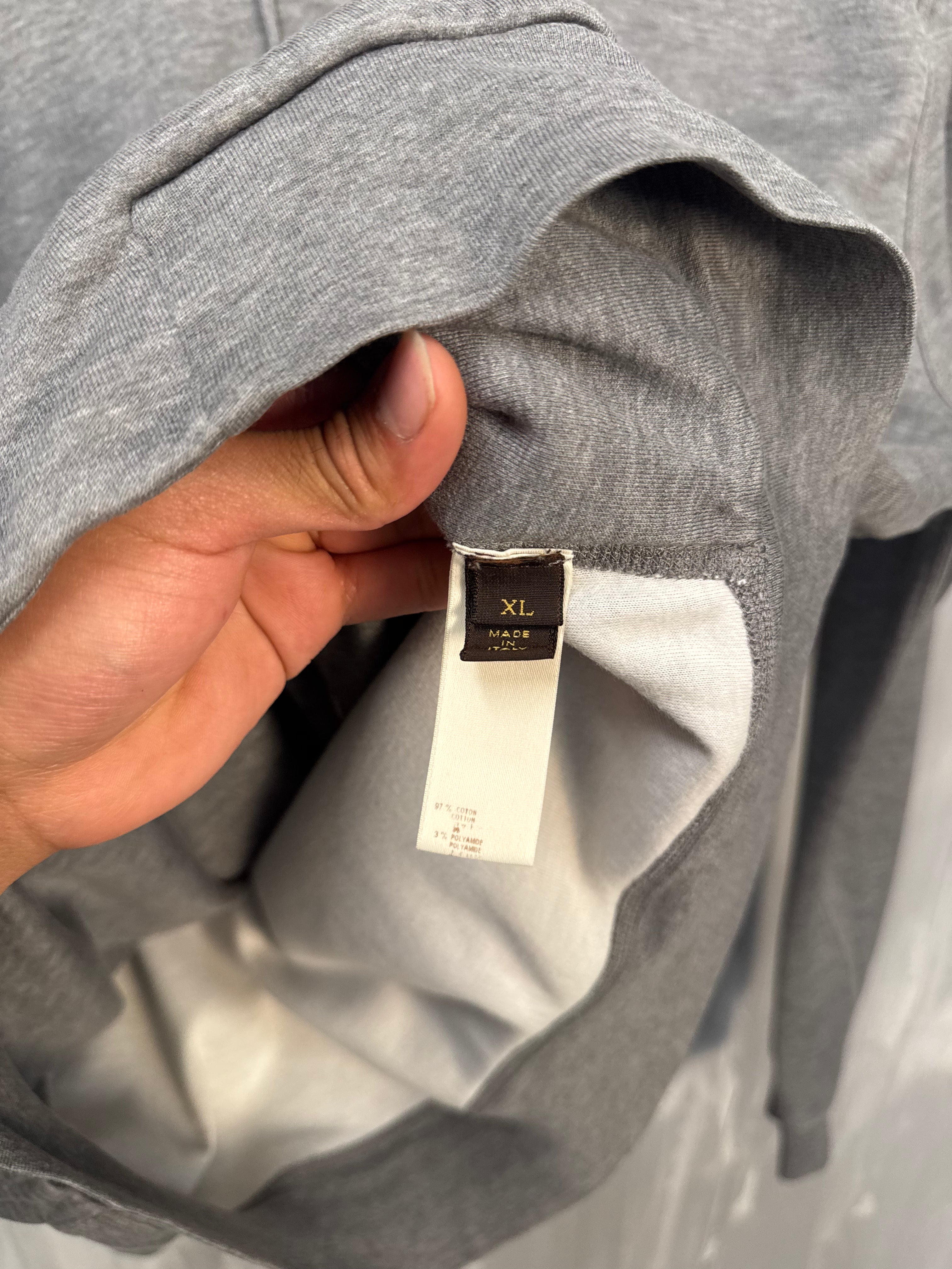 Louis Vuitton Embossed Logo Zip Up Hoodie Grey
