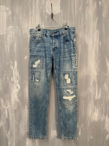 Louis Vuitton x Fragments Patched Embroidered Slim Denim Pants