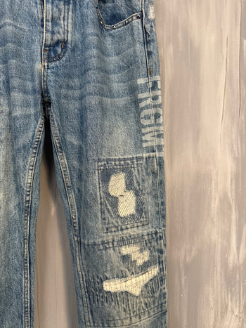 Louis Vuitton x Fragments Patched Embroidered Slim Denim Pants