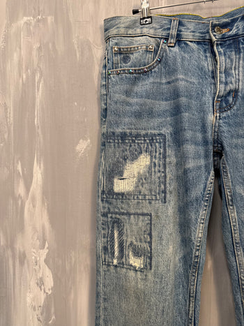 Louis Vuitton x Fragments Patched Embroidered Slim Denim Pants