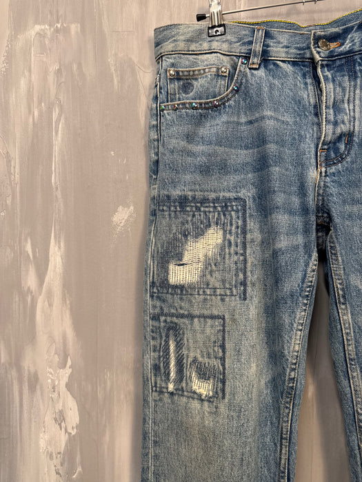 Louis Vuitton x Fragments Patched Embroidered Slim Denim Pants | Vitnage Clothing Store Canada