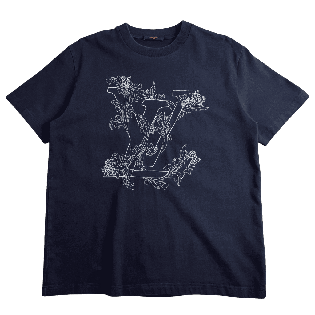 Louis Vuitton Flower Embroidered Tee Navy