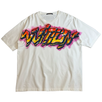 Louis Vuitton Graphite Logo Print Tee White