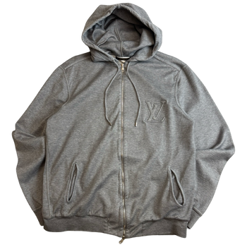 Louis Vuitton Embossed Logo Zip Up Hoodie Grey
