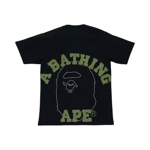 Bape Line 1st Camo Face Over College Tee Black/Green | Vintage Clothing Store Canada