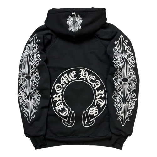 Vintage Chrome Hearts Floral Horse Shoe Thermal Hoodie | Vintage Clothing Store Canada