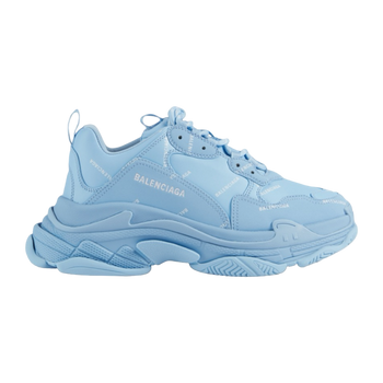 Balenciaga Triple S Logo Print Foam And Mesh Sneakers Light Blue (USED)