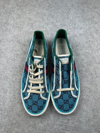 Gucci Tennis 1977 Light Blue Monogram Sneakers (NEW, NO BOX)