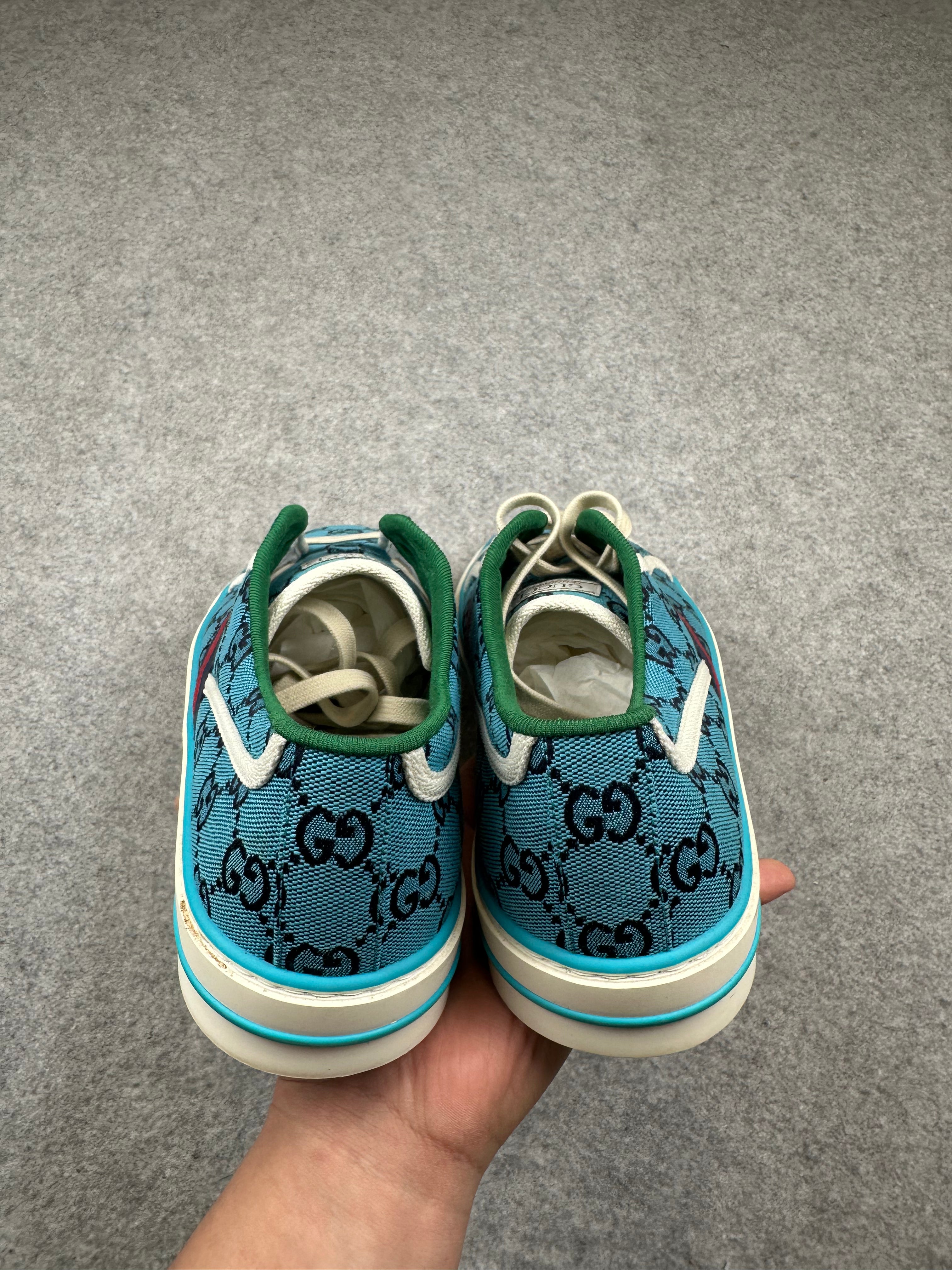Gucci Tennis 1977 Light Blue Monogram Sneakers (NEW, NO BOX)
