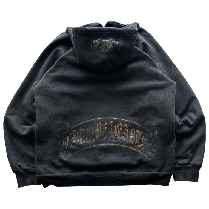 Vintage Chrome Hearts Scroll Logo Tonal Hoodie | Vitnage Clothing Store Canada