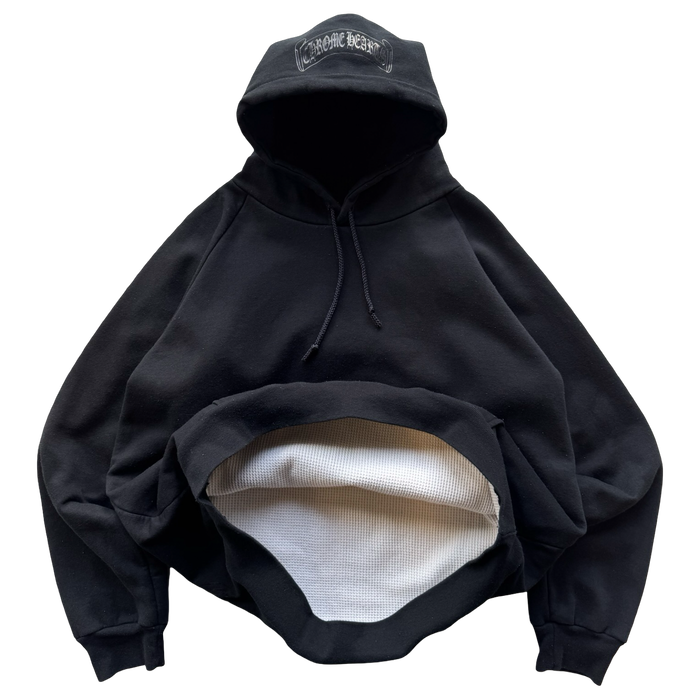Vintage Chrome Hearts Scroll Logo Tonal Hoodie | Vitnage Clothing Store Canada