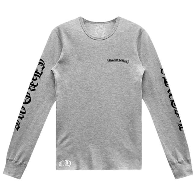 Chrome Hearts Scroll Logo Thermal Long Sleeve T-Shirt Grey
