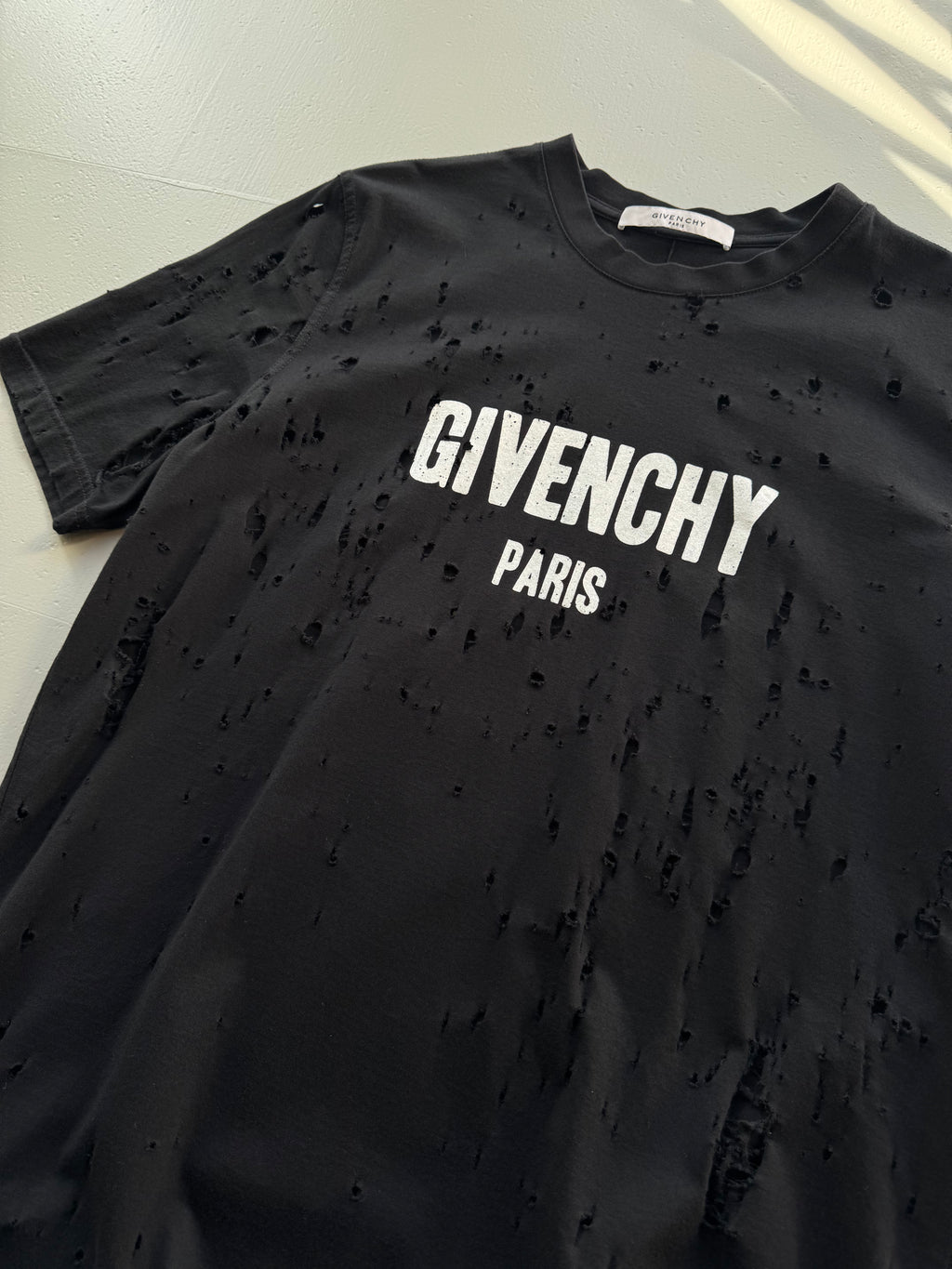 Givenchy Distressed Logo Tee Black