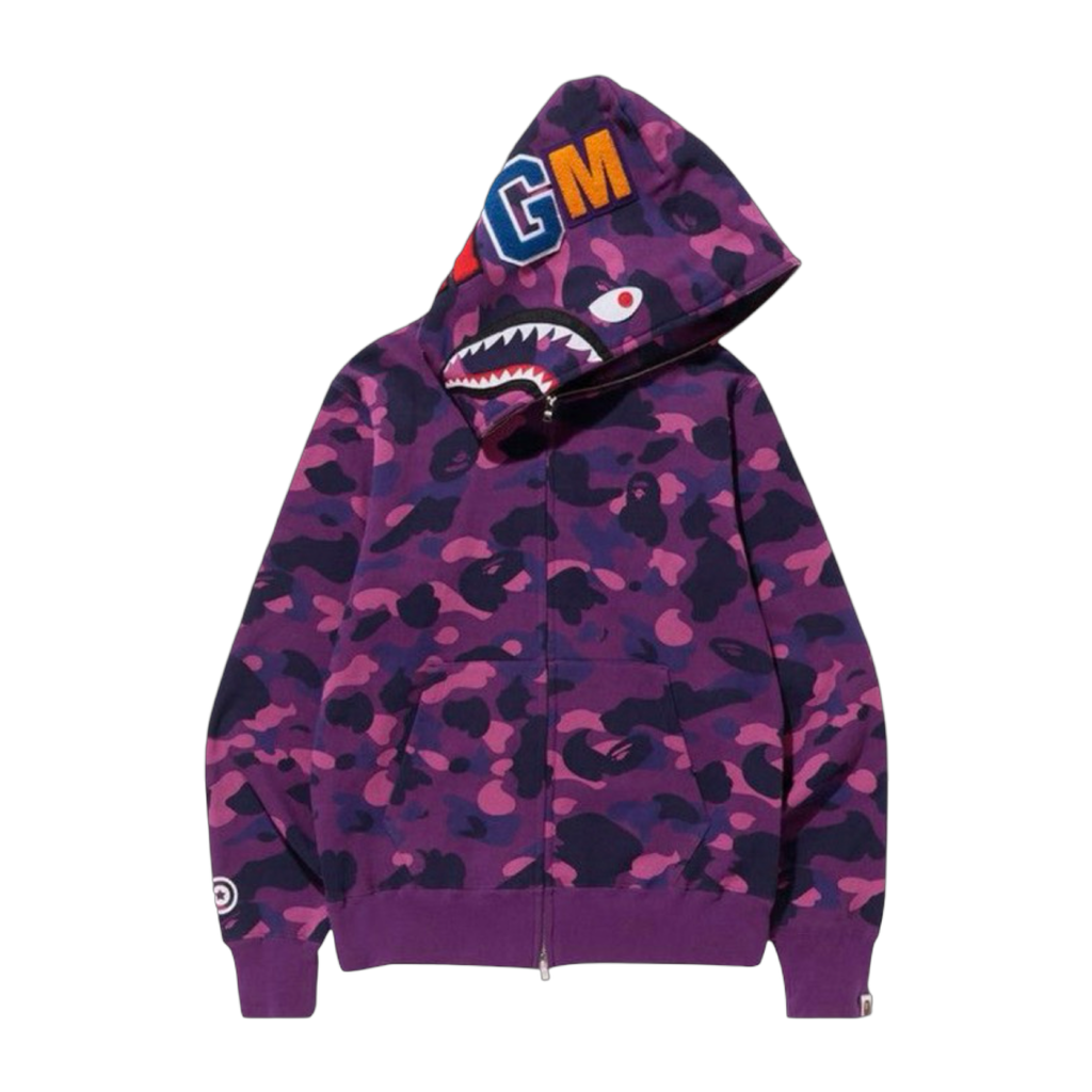BAPE Color Camo Shark Full Zip Hoodie Purple