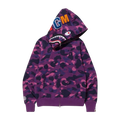 BAPE Color Camo Shark Full Zip Hoodie Purple