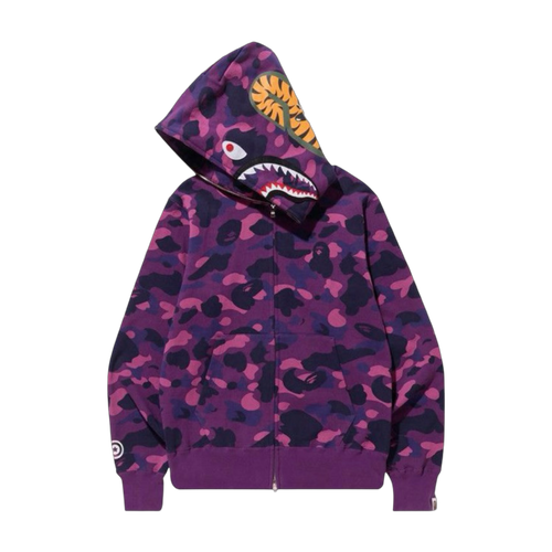 BAPE Color Camo Shark Full Zip Hoodie Purple