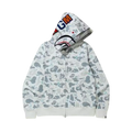 BAPE Space Camo Shark Full Zip Double Hoodie White