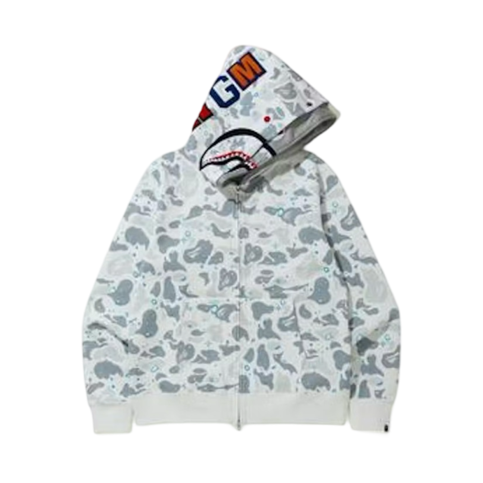 BAPE Space Camo Shark Full Zip Double Hoodie White