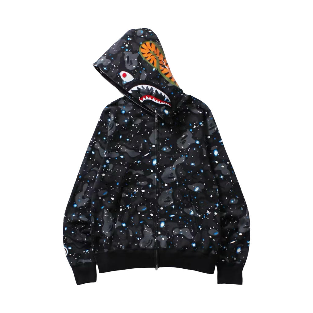 BAPE Space Camo Shark Full Zip Hoodie Black