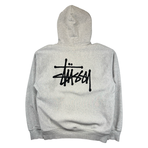 Stussy Basic Logo Hoodie Heather Grey (USED) | Vintage Clothing Store Canada
