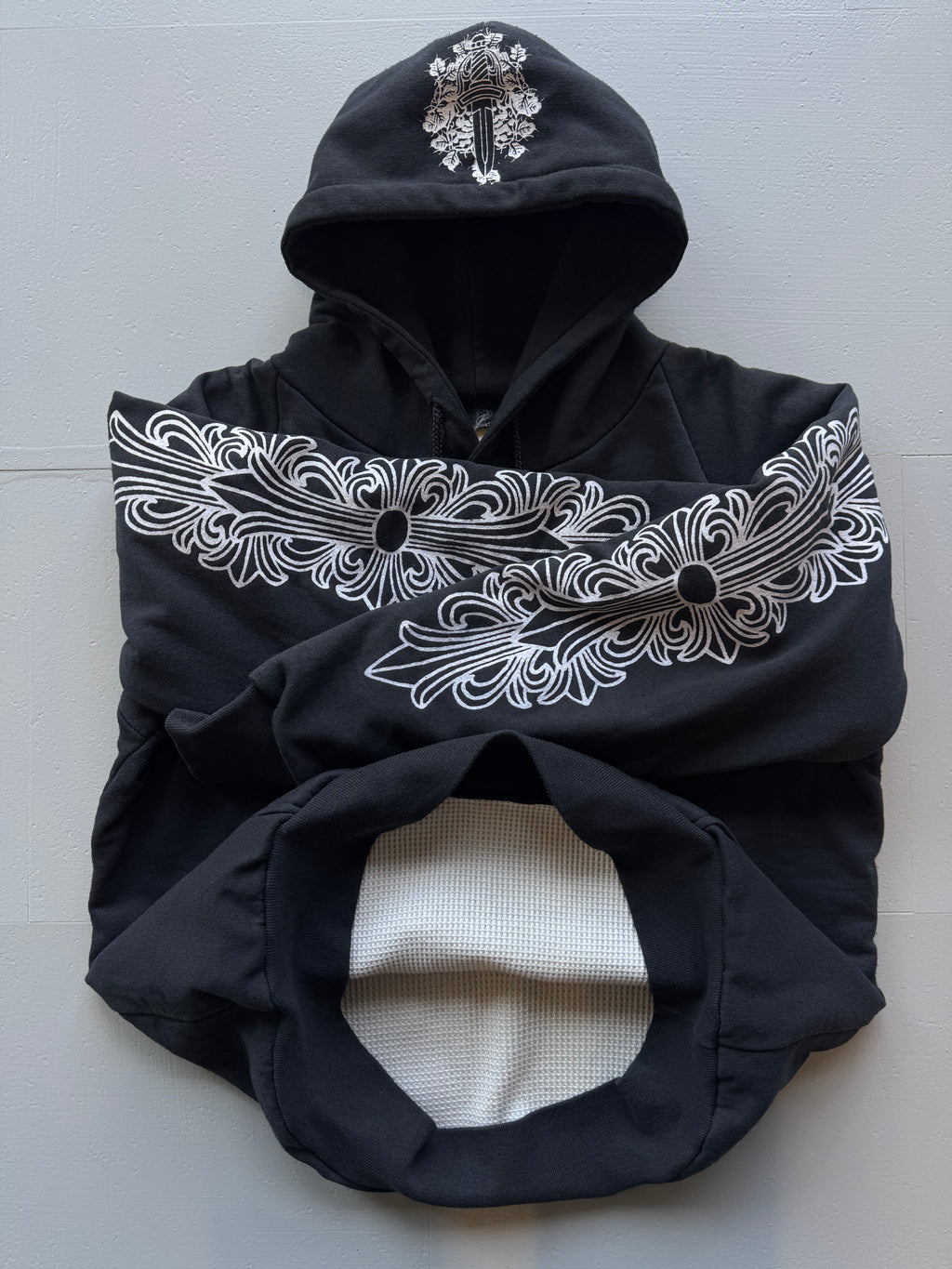 Vintage Chrome Hearts Floral Horse Shoe Thermal Hoodie