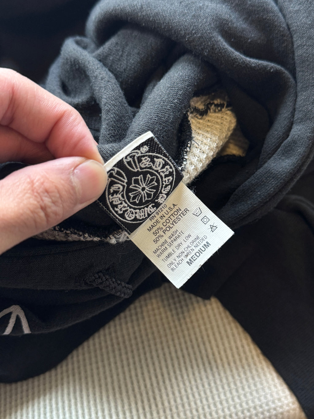 Vintage Chrome Hearts Floral Horse Shoe Thermal Hoodie