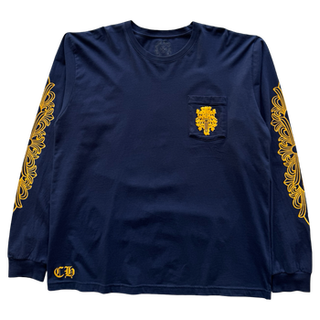 Chrome Hearts V89 Dagger Long Sleeve Tee Navy