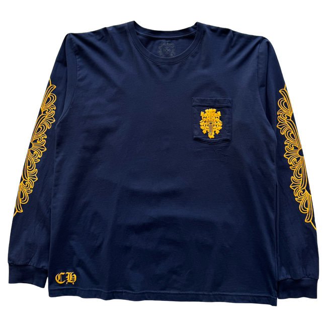 Chrome Hearts V89 Dagger Long Sleeve Tee Navy