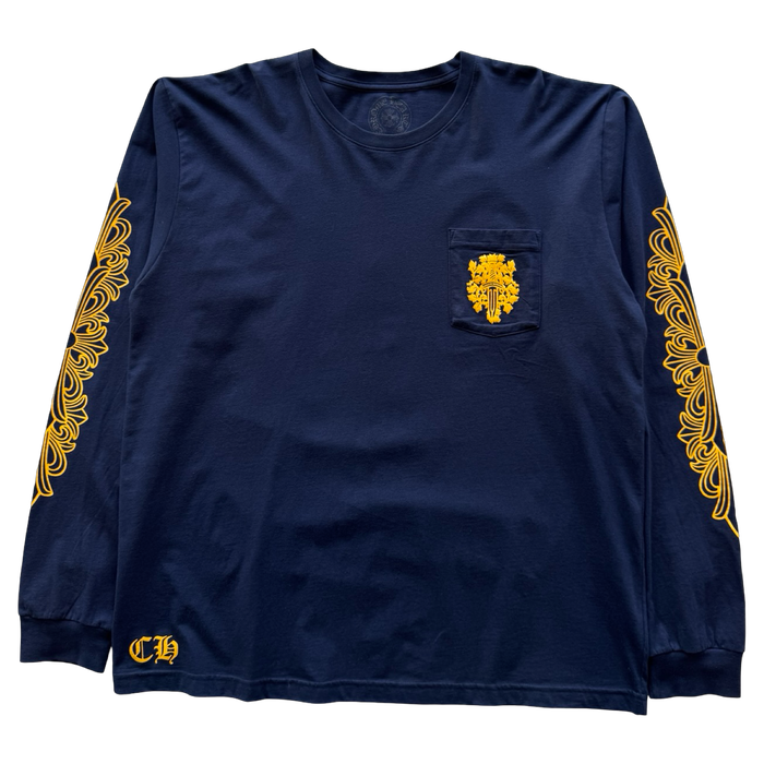 Chrome Hearts V89 Dagger Long Sleeve Tee Navy | Vitnage Clothing Store Canada