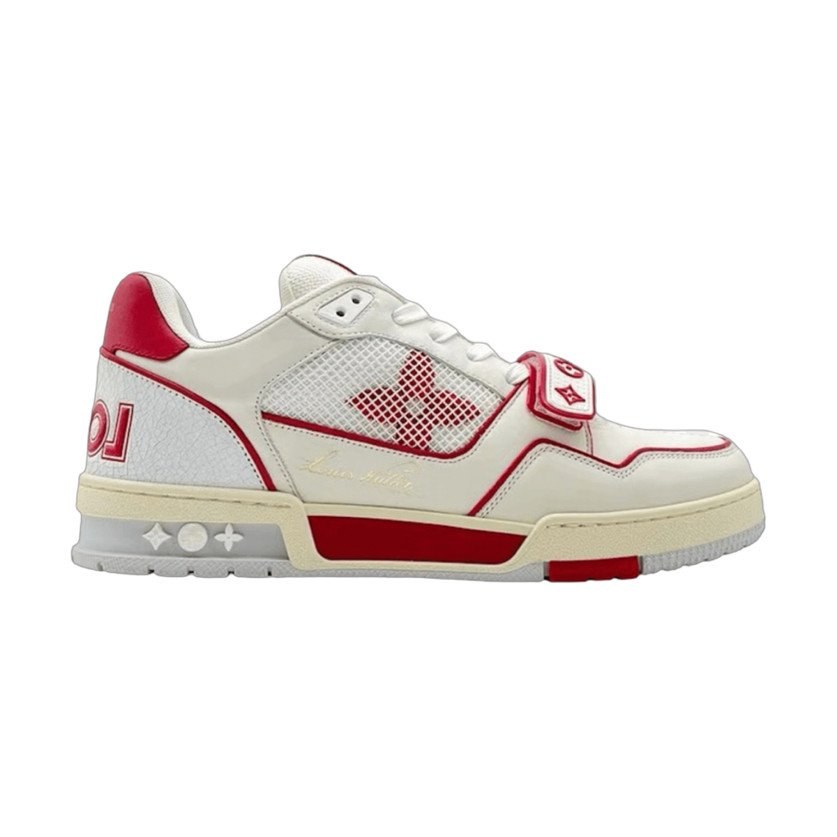 Louis Vuitton Trainer Low White Red Mesh (USED NO BOX)