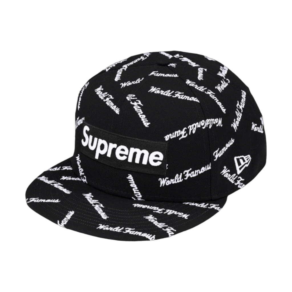 Supreme World Famous Box Logo New Era Hat Black