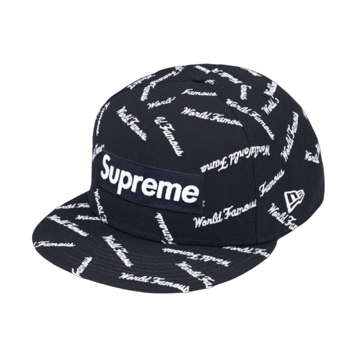 Supreme World Famous Box Logo New Era Hat Navy