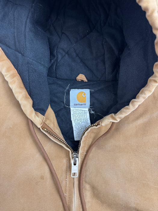 Vintage 2000s Carhartt Active Hooded Work Jacket Tan | Vitnage Clothing Store Canada