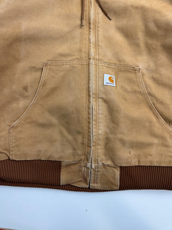 Vintage 2000s Carhartt Active Hooded Work Jacket Tan