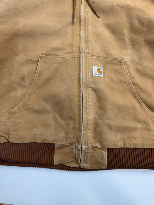 Vintage 2000s Carhartt Active Hooded Work Jacket Tan | Vitnage Clothing Store Canada