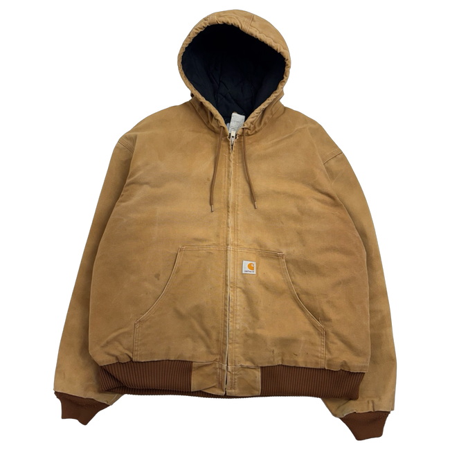 Vintage 2000s Carhartt Active Hooded Work Jacket Tan