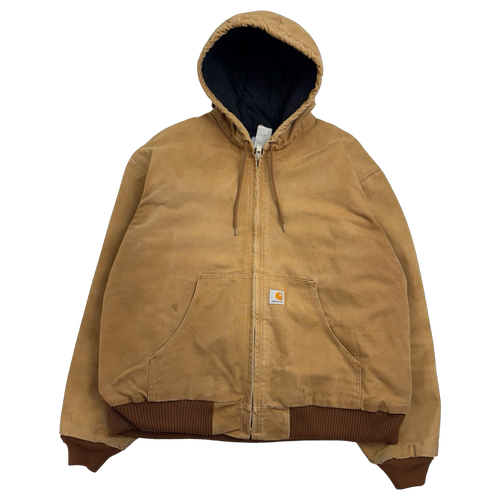 Vintage 2000s Carhartt Active Hooded Work Jacket Tan | Vintage Clothing Store Canada
