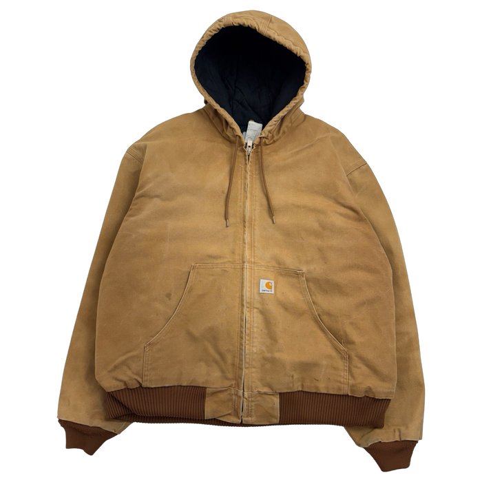 Vintage 2000s Carhartt Active Hooded Work Jacket Tan | Vitnage Clothing Store Canada
