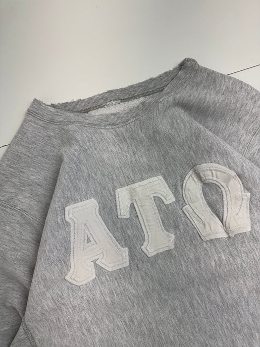 Vintage 90s Champion Reverse Weave Alpha Tau Omega Sweatshirt Grey | Vitnage Clothing Store Canada