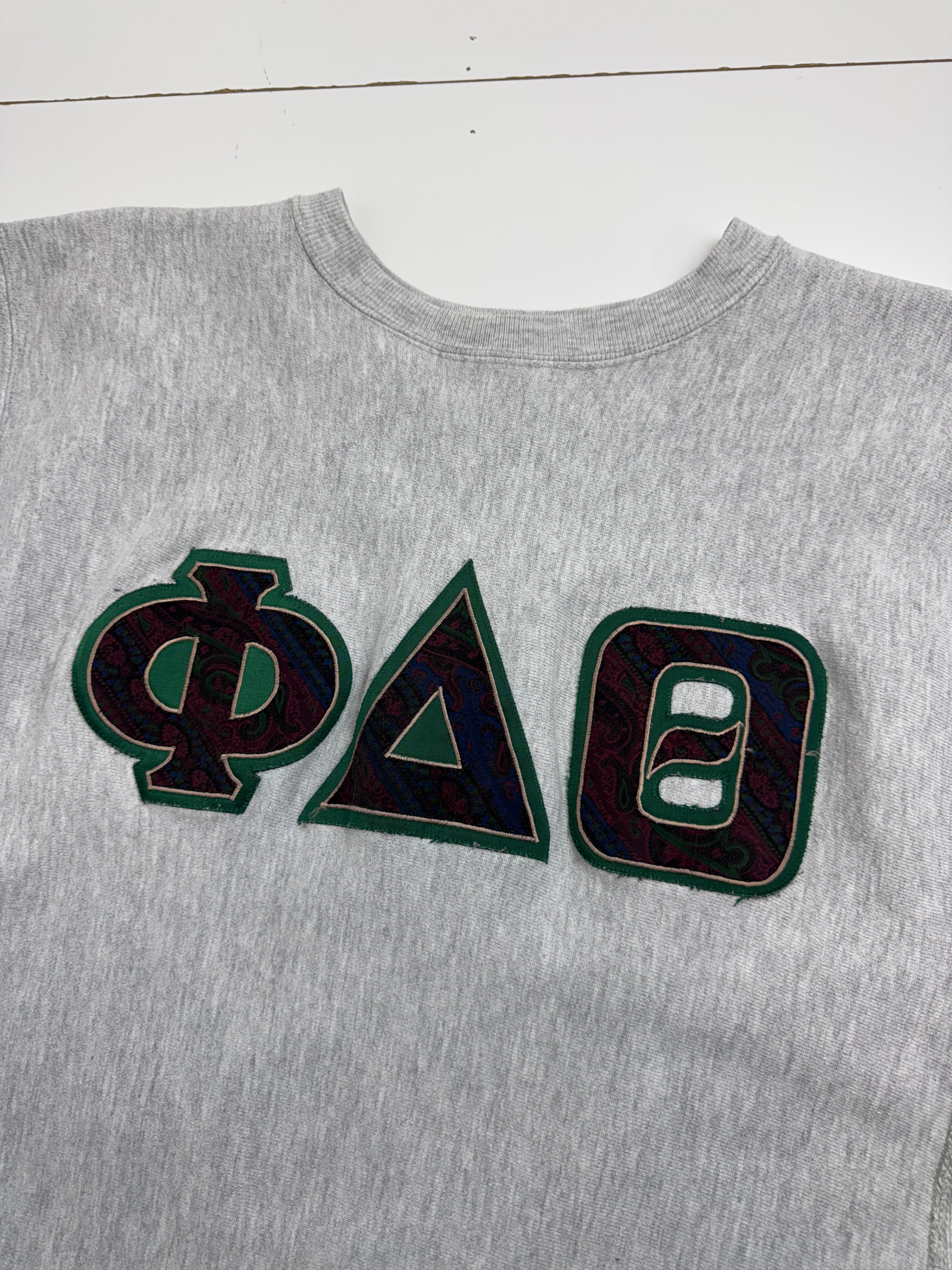 Vintage 90s Champion Reverse Weave Phi Delta Theta Sweatshirt Grey