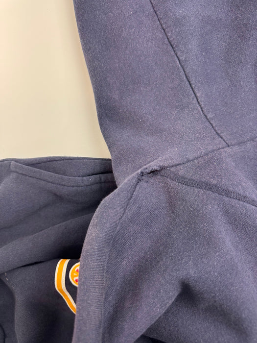 Vintage 90s University of Michigan Cross Print Hoodie Navy | Vitnage Clothing Store Canada