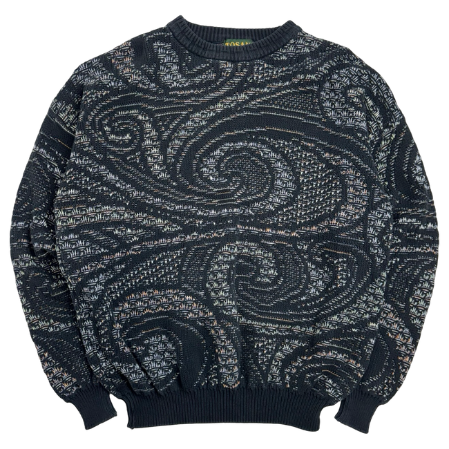 Vintage Tosani Spiral Knit Sweatshirt Black