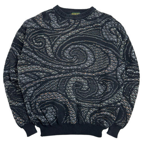 Vintage Tosani Spiral Knit Sweatshirt Black | Vintage Clothing Store Canada