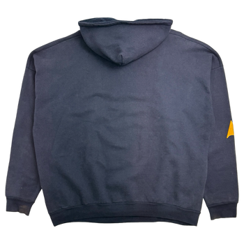 Vintage 90s University of Michigan Cross Print Hoodie Navy