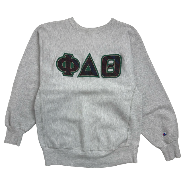 Vintage 90s Champion Reverse Weave Phi Delta Theta Sweatshirt Grey