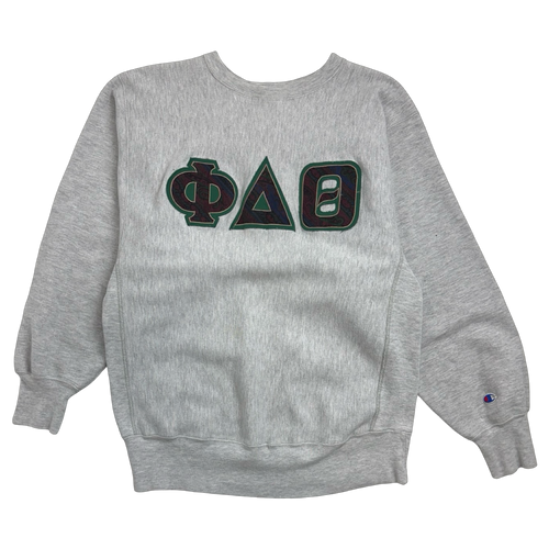 Vintage 90s Champion Reverse Weave Phi Delta Theta Sweatshirt Grey | Vintage Clothing Store Canada