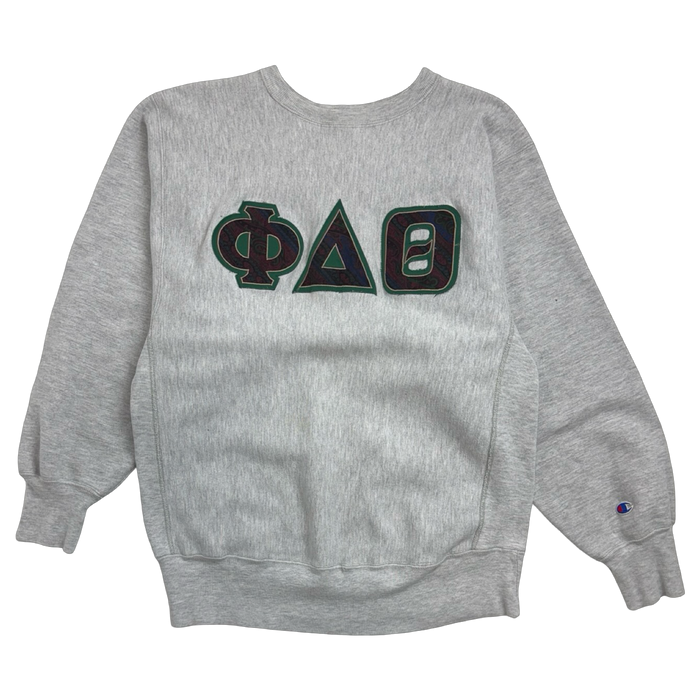 Vintage 90s Champion Reverse Weave Phi Delta Theta Sweatshirt Grey | Vitnage Clothing Store Canada