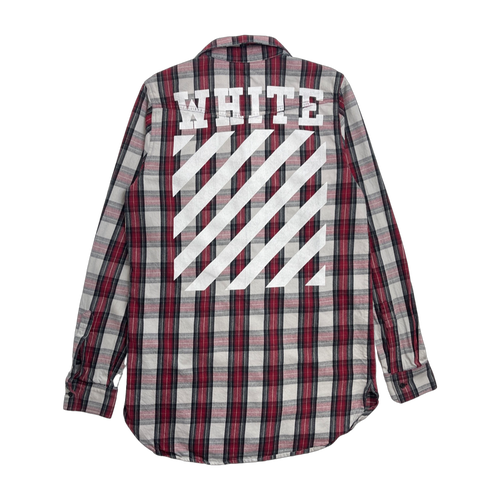 Off-White Checkerd Plaid Flannel Red | Vintage Clothing Store Canada