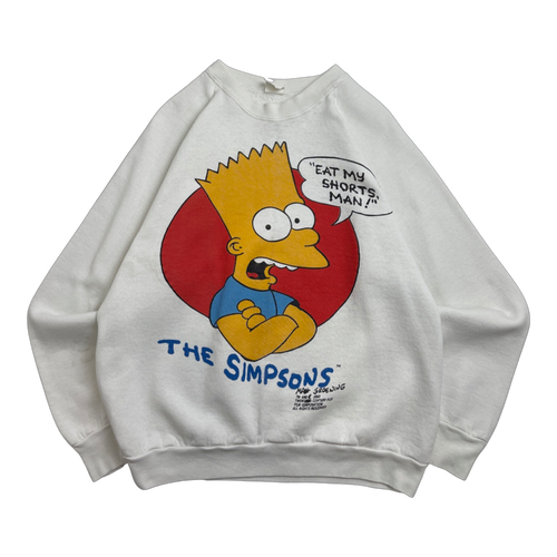 (M) Vintage '90 Bart Simpson Graphic Sweatshirt White | Vintage Clothing Store Canada