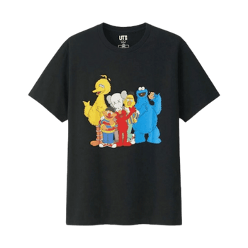 KAWS x Uniqlo x Sesame Street Group Tee Black